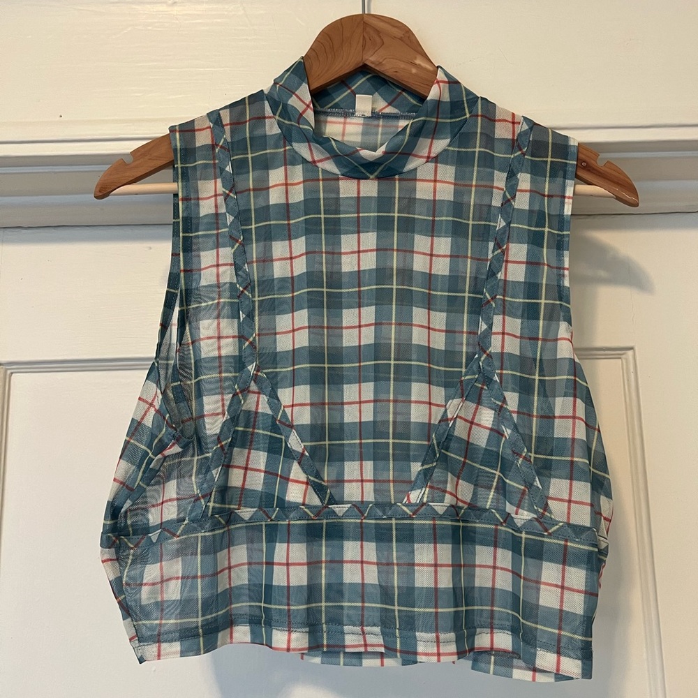 Fashion Brand Company mesh plaid tank